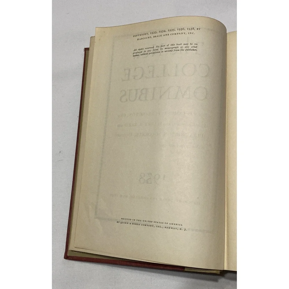 1938 The New College Omnibus Fullington‎ Reed & McCorkle Antique Education Book